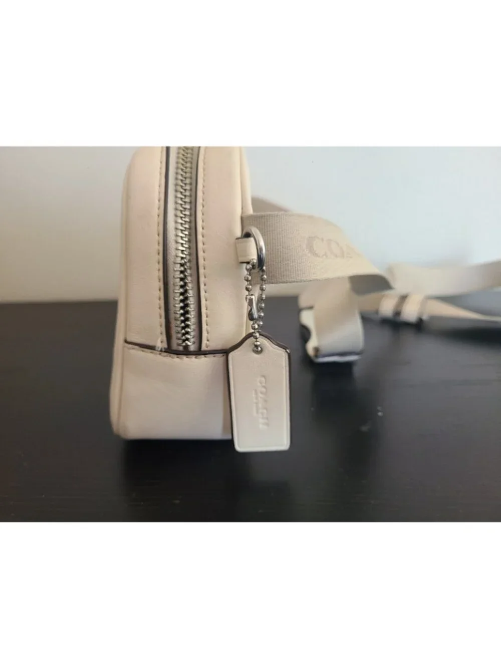Coach Pace Belt Bag Fanny Pack Leather Crossbody Sling Bag Chalk White CR136